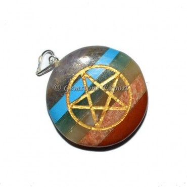 Pentgram Bonded Disc Chakra Pendants