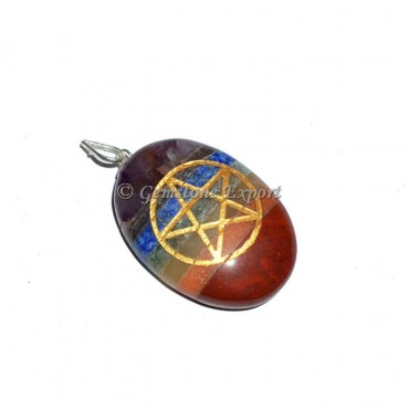 Pentgram Bonded Oval Chakra Pendants