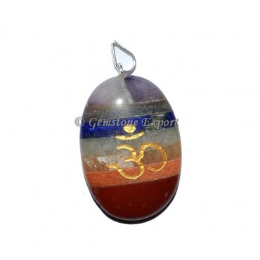 Om Bonded Oval Chakra Pendants