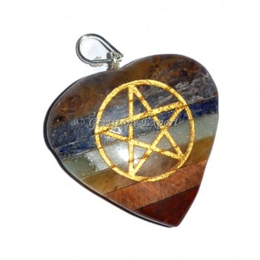 Pentagram Bonded Heart Pendants