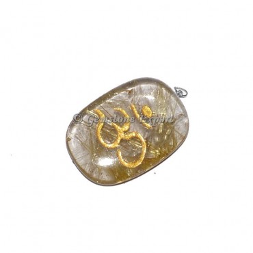 Golden Rutile Om Pendants