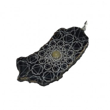 Solar Chakra Slice Engraved  Pendants