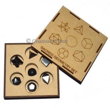 Black Tourmaline Sacred Geometry Set With Square Gift Box