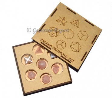 Rose Quartz Sacred Geometry Set With Square Gift Box