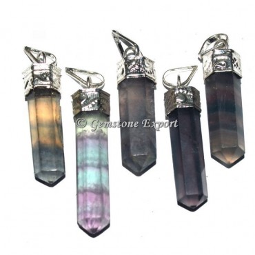 Multi Flourite Cap Pencil Pendants