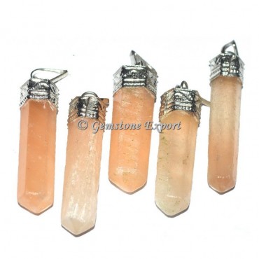 Orange Selenite Cap Pencil Pendants