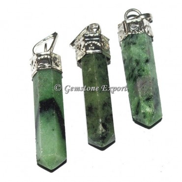 Green Zoisite Cap Pencil Pendants