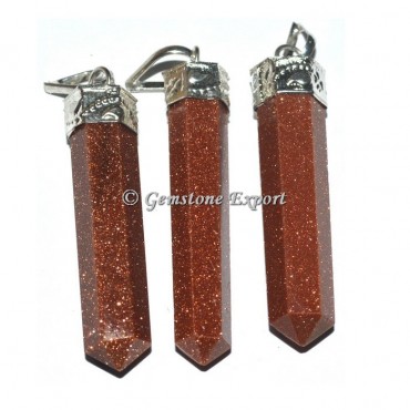 Brown Sunstone Cap Pencil Pendants