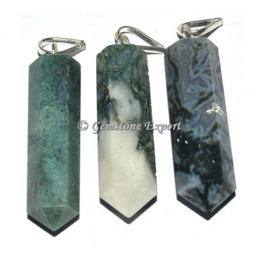 Moss agate Pencil Pendants