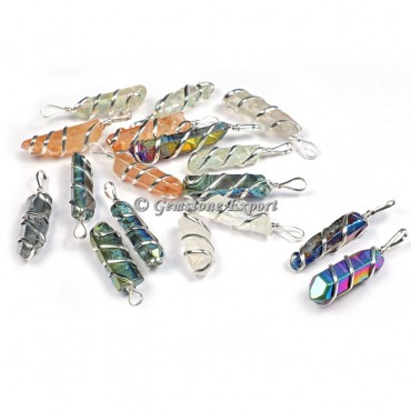 Mix  Pencil Silver Wire Wrap Pendants