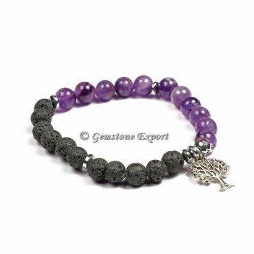 Lava With Brazilian Amethyst Yoga Bracelets