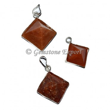 Peach Aventurine Pyramids Pendants