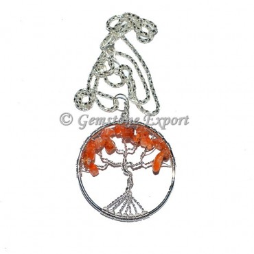 Carnellian Flower of life Tree Pendants with Chain