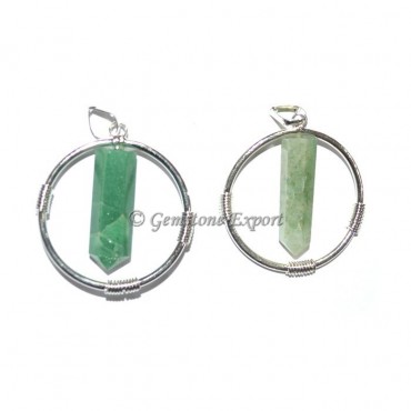 Green Fluorite Round Pencil Pendants