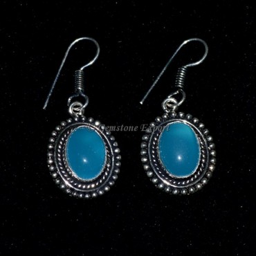 Aquamarine Moon Oval Earing