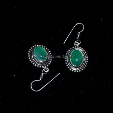 Green Onyx Oval Cab Earing