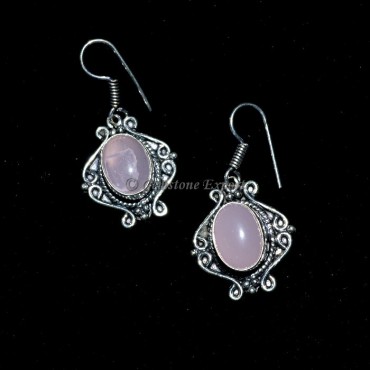 Rose Quartz Oval Earing