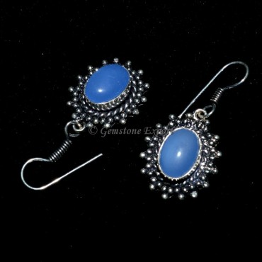 Chalcedony Silver Oval Earing