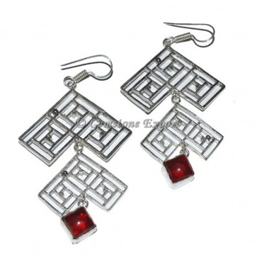 Tibetan Design Stone Earrings