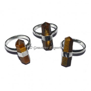 Tiger Eye  Double Terminated Pencil Point Ring