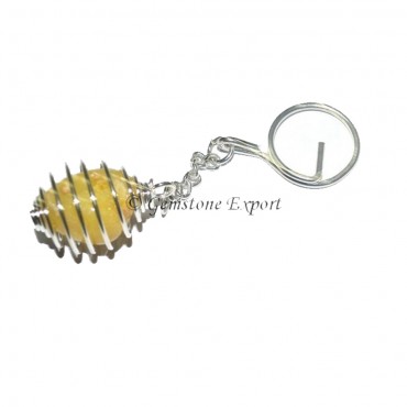 Yellow Quartz Cage Tumbled Keyring