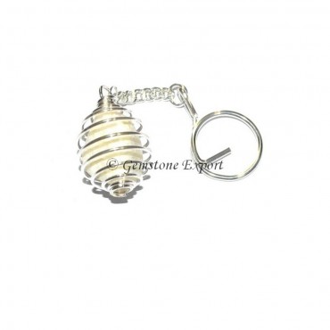 Moon Stone Cage Tumbled Keyring