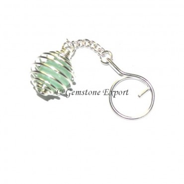 Light Green Aventurine Cage Tumbled Keyring