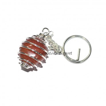 Red Jasper Cage Tumbled Keyring