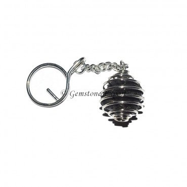 Black Agate Cage Tumbled Keyring