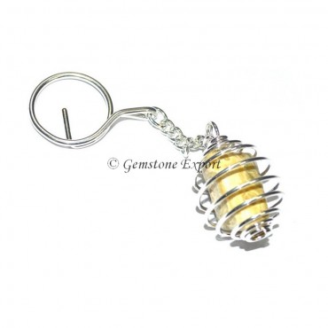 Tiger Eye Cage Tumbled Keyring