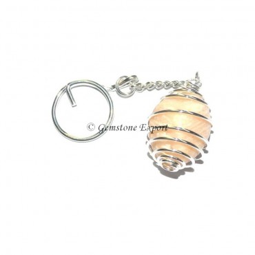 Dark MoonStone Cage Tumbled Keyring