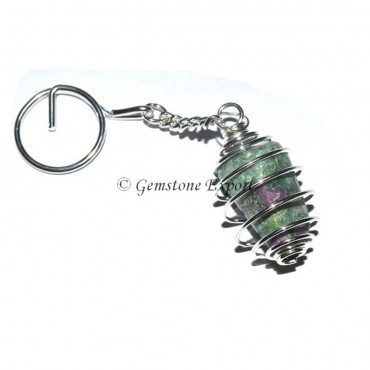 Ruby Zoisite Cage Tumbled Keyring