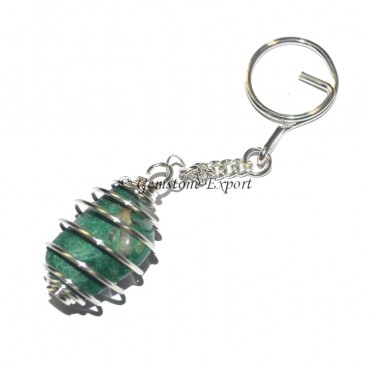 Moss Agate Cage Tumbled Keyring