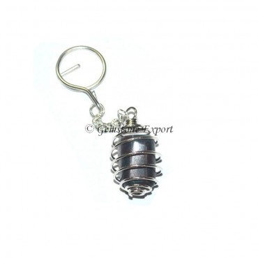 Black Hematite Cage Tumbled Keyring