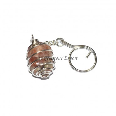 Sun Stone Cage Tumbled Keyring