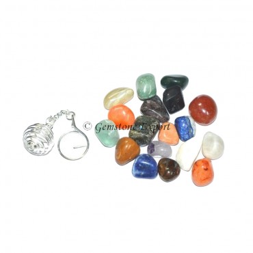 Mix Gemstone Cage Tumbled Keyring