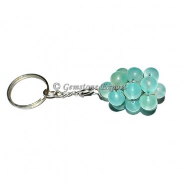 Aqua Onyx Round Keychain