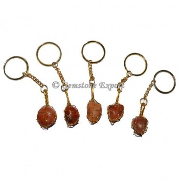 Carnelian Wrapping Tumbled Keychain