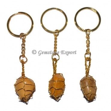 Yellow Jasper Wrapping Tumbled Keychain