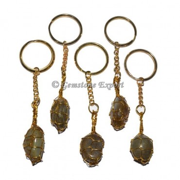 Smokey Quartz Wrapping Tumbled Keychain