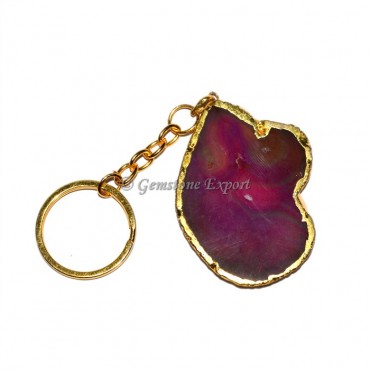 Agate Pink Slices Keychain