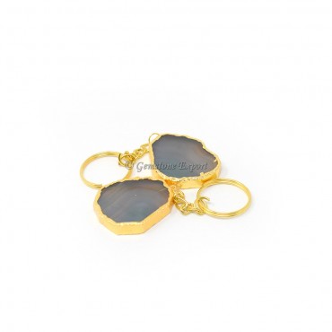 Agate Keychain Gold Plated