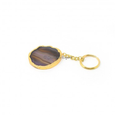 Agate Keychain Gold Plated