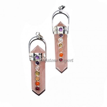 Rose Quartz Chakra Double Point Pendants