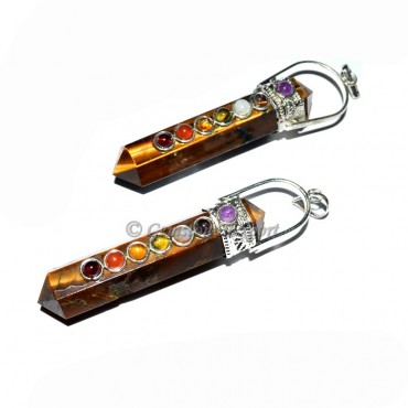 Tiger Eye chakra Double Point Pendants