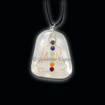 Crystal Quartz Chakra Budhdha Pendants