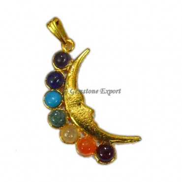 Chakra Sleeping Moon Gold Pendants