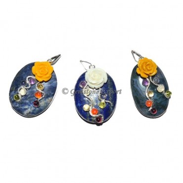 Sodalite Chakra Fancy Oval Pendants