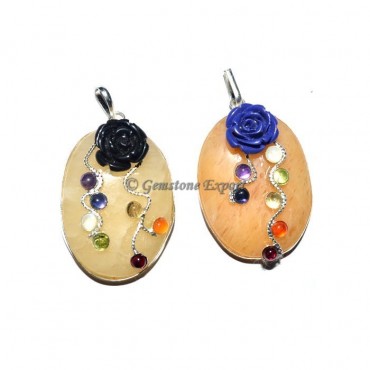 Yellow Quartz Chakra Fancy Oval Pendants