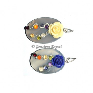 Chalcedony Fancy Chakra Oval Pendants